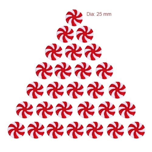 50pcs Peppermint Christmas Ornaments Christmas Candy Cane Fake Peppermints Plastic Peppermint Candy for Crafts Christmas Tree Peppermint Ornaments for Peppermint Decor Peppermint Candy Decorations