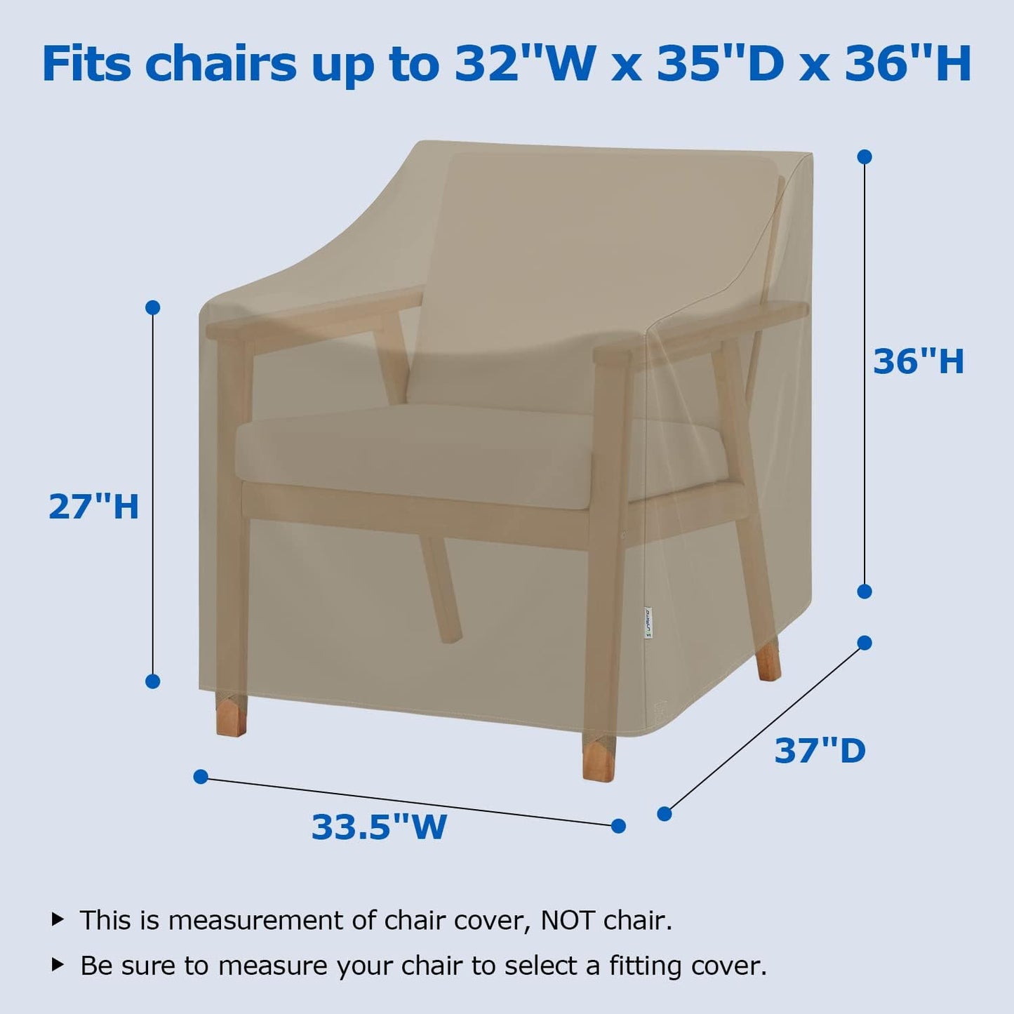 SunPatio Outdoor Chair Covers - Waterproof Heavy Duty Protection | 2 Pack, Fade & Rip Resistant, Taupe 33.5"W x 37"D x 36"H