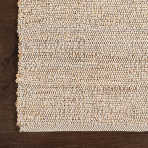 Natural Jute and Cotton Area Rug 3x4 ft - Boho Farmhouse Style, Handmade