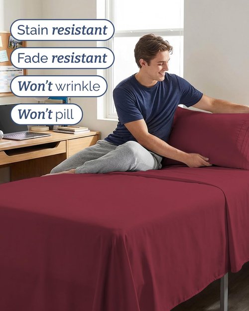 Comfy Twin XL 3-Piece Sheet Set - Breathable Cooling Bed Sheets | Hotel Luxury Bedding - Deep Pockets, Soft, Wrinkle-Free - Oeko-Tex Certified - Burgundy