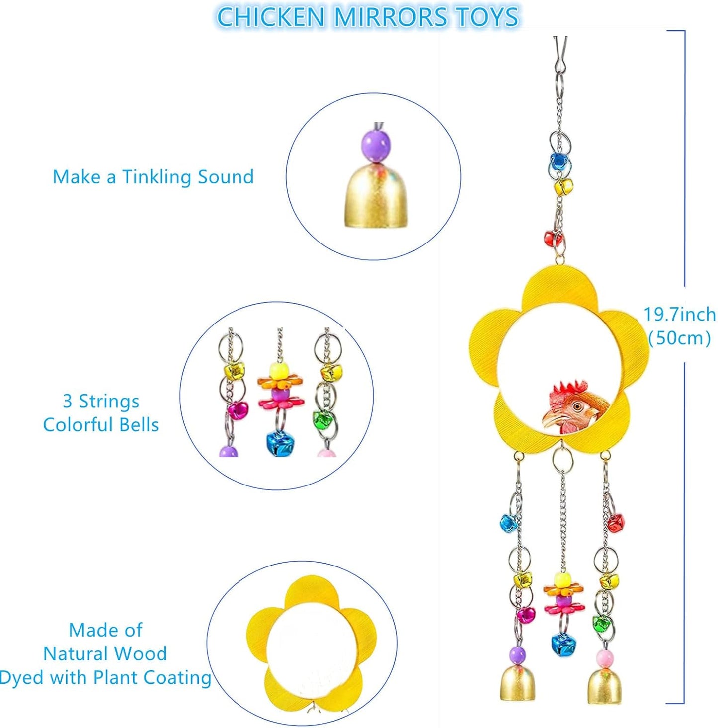 Skiennix Chicken Toys Set - 7PCS Chicken Swing Ladder, Xylophone Mirror & Feeder for Hens | Coop Accessories