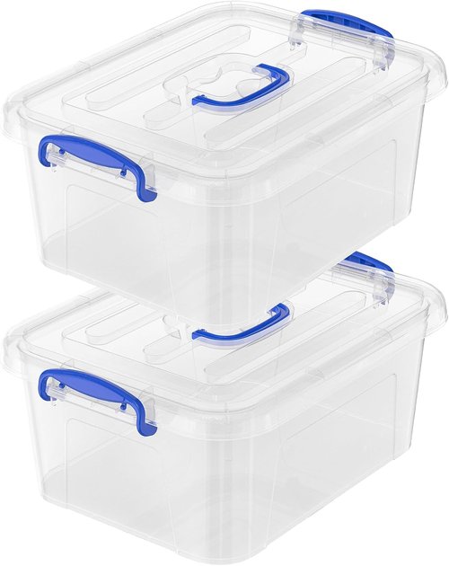 Clear Storage Bins by Sterilite - 9 Quart Stackable Plastic Boxes with Lids | 2 Pack
