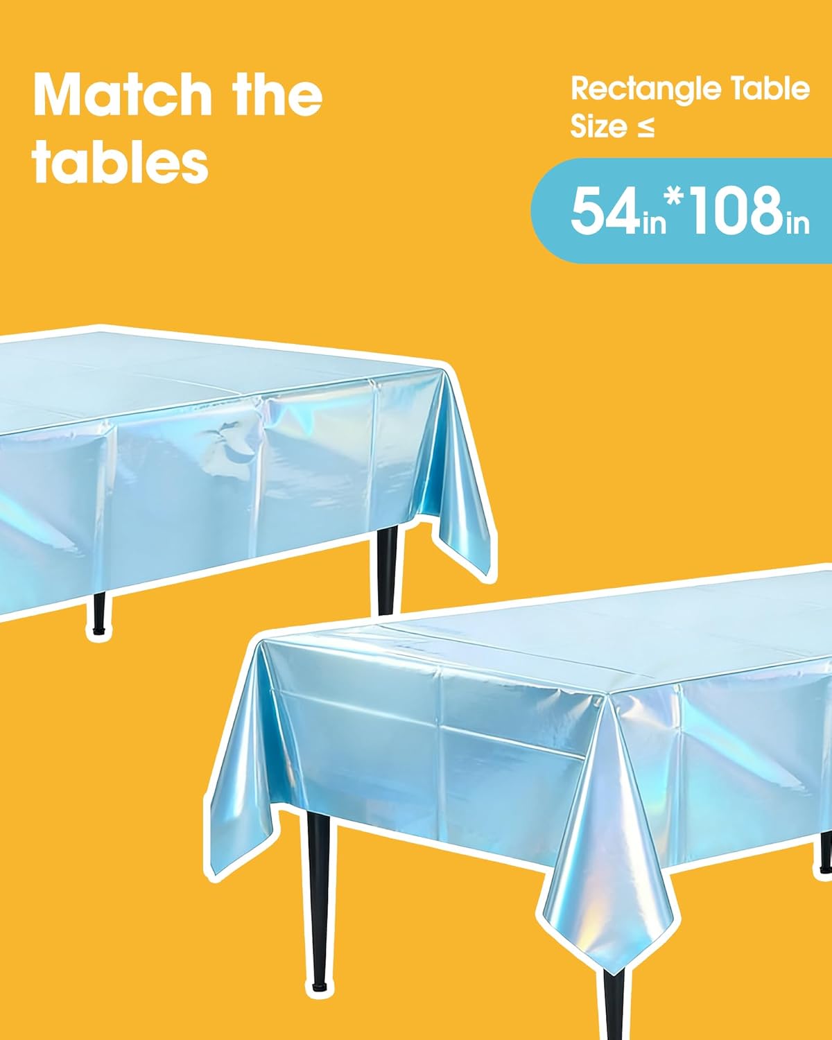 Niuara Iridescent Blue Tablecloths - 4 Pack Disposable 54" × 108" Rectangle Covers for Parties & Gatherings