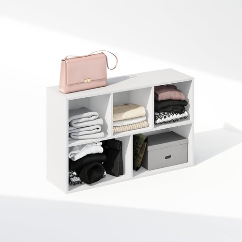 Furinno 5-Cube Closet Organizer - Reversible Storage Shelves for Bedroom | White, 9.4 x 19.5 x 31.5