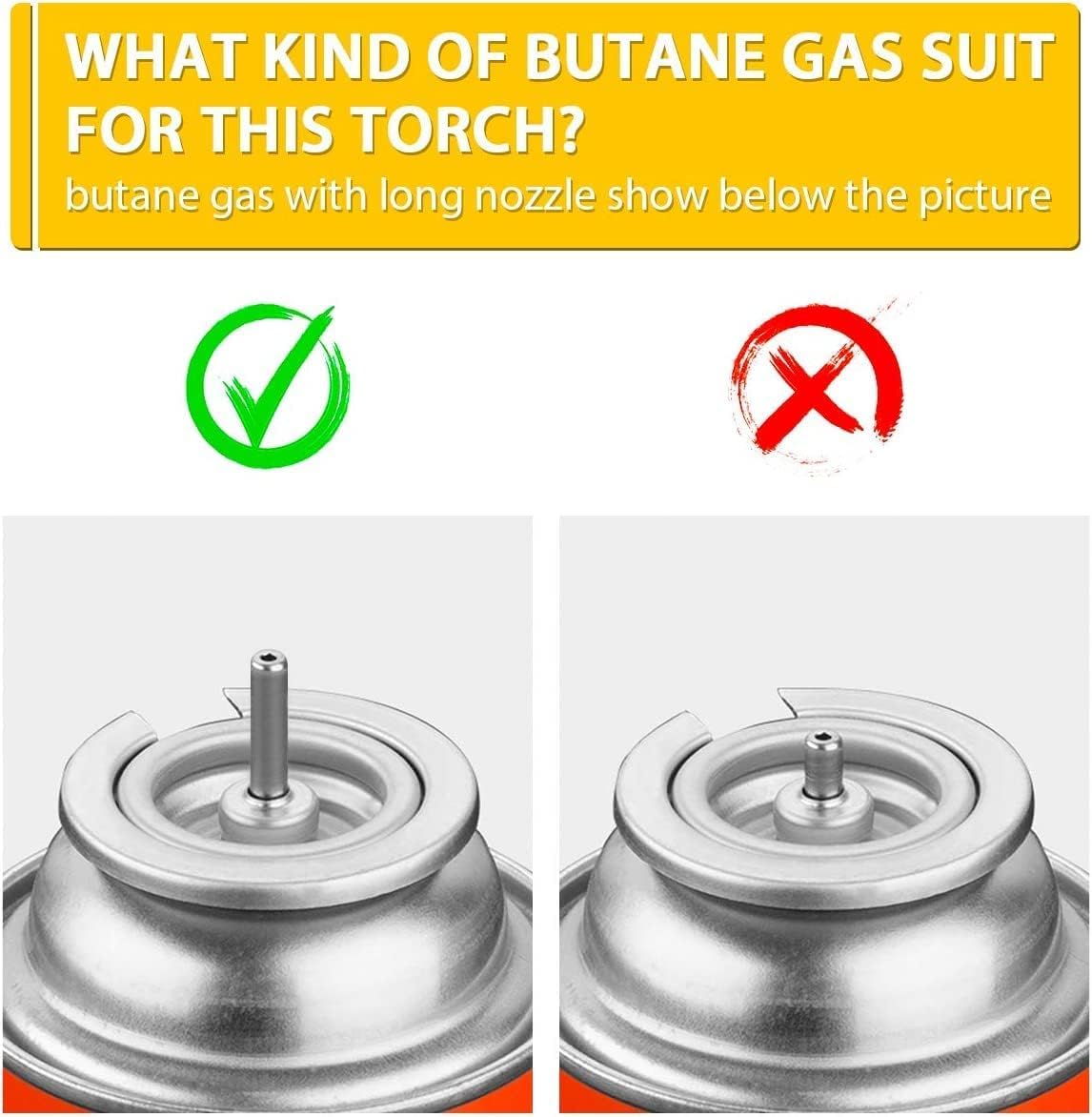TBTeek Torch Lighter with Butane Included, T907 Butane Torch with 180ml Fuel Refill, Refiilable Kitchen Torch Lighter with Adjustable Flame for BBQ, Brulee Creme, Crafts and Soldering (1 Can)