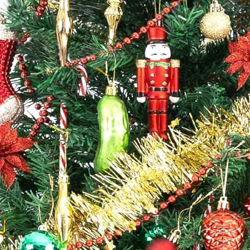 NJN 4Pcs Christmas Pickle Ornament, Shatterproof Plastic Ornaments for Christmas Tree, Traditional German Xmas Decoration