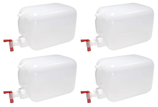 North Mountain Supply 5 Gallon Vented Plastic Hedpak/Carboy - with Cap & Faucet - Pack of 4