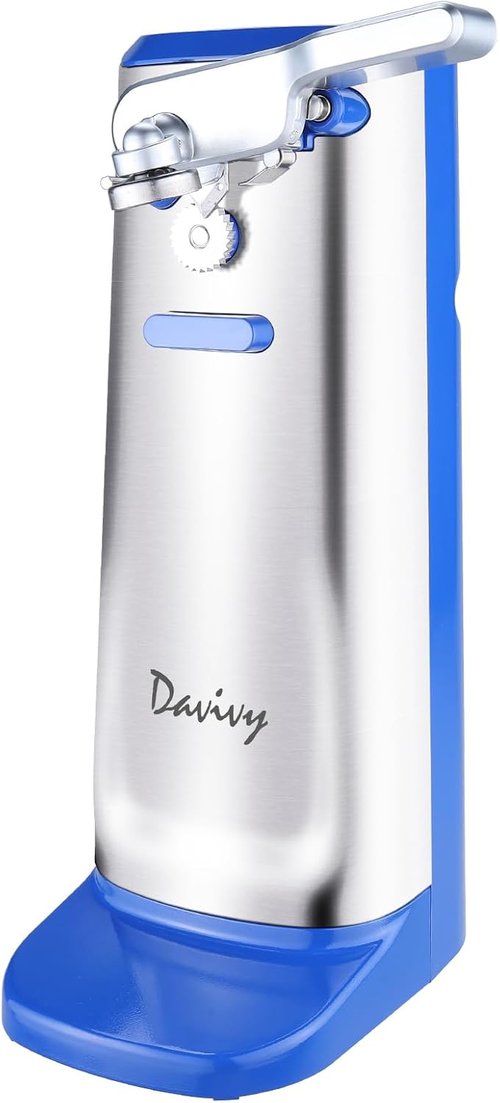 Davivy Electric Can Opener - One Touch Lid Opening with Removable Stainless Steel Cutter | 3-in-1 Design in Blue
