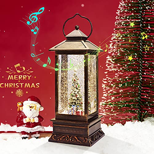 Snow Globe Christmas Lantern Decorations, Musical with Swirling