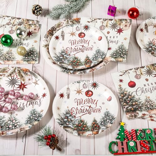 Retro Christmas Farmhouse Dinnerware Set for Holiday Party, Serves 50