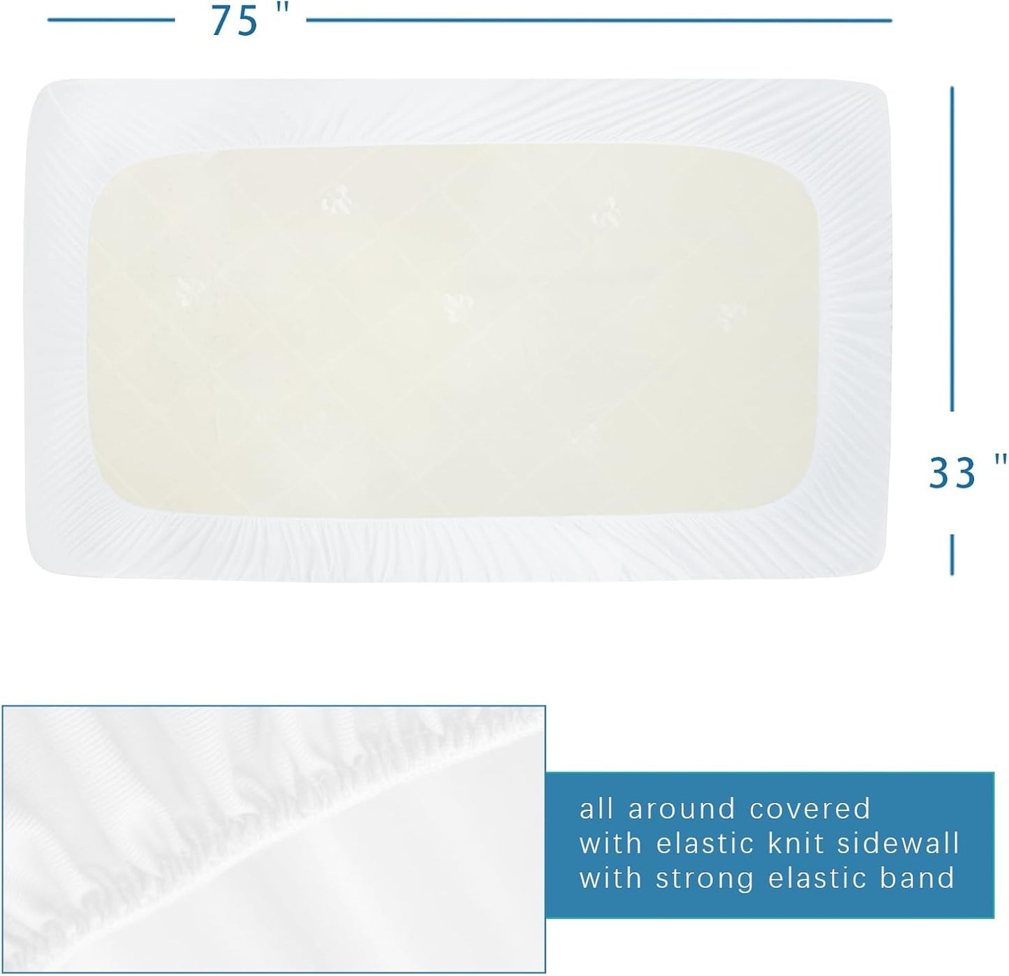 RV Bunk Mattress Protector by [Brand Name] - 100% Waterproof & Noiseless, 75x33 Inch for Narrow Twin Beds