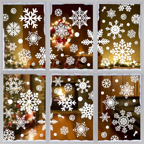 JMANNI Snowflake Window Clings, Christmas Window Clings 10 Sheets Window Sticker Decor Snowflakes Pictures for Doors, Glass Fronts, Christmas Decoration Reusable (Snowflake)