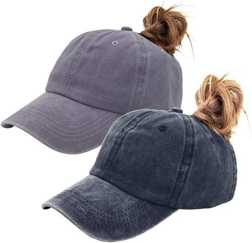 Eohak Ponytail Baseball Hat - Distressed Retro Style for Women | Comfortable Twill Fabric