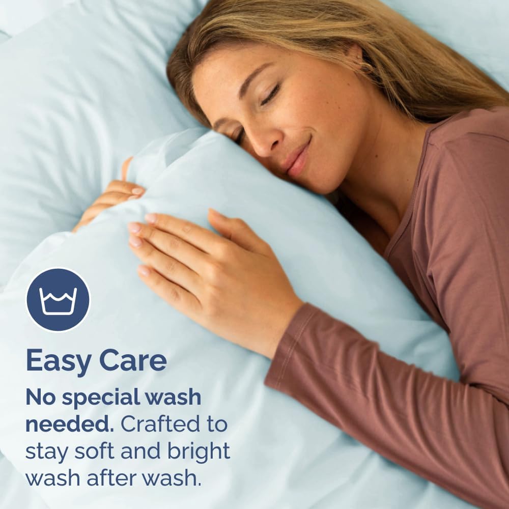 Skiennix Queen Pillow Cases Set of 8 - Ultra Soft Hotel Quality Covers - Wrinkle Free & Fade Resistant - Ice Blue