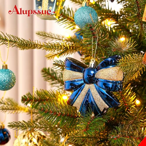 82pc Shatterproof Christmas Ball Ornaments Set in Blue & Gold with Hanging Strings