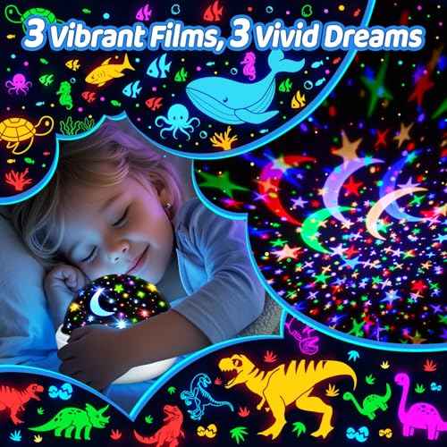 COOLNIGHT Christmas Room Decor, 93 Lighting+3 Films Christmas Projector Christmas Stuff, Remote+Dimmable+360¡Æ Slient Nightlight for Baby Nursery, Christmas Room Decorations, Moon Projector (White)
