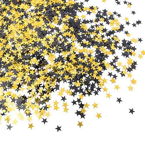 Star Confetti Shiny Black and Gold Table Confetti for Retirement Party Graduation Decorations Anniversary DIY Crafts 50g (About 4100 Pcs)