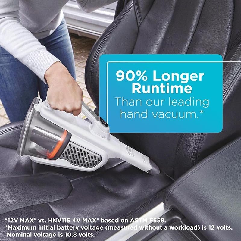 Cordless Handheld Vacuum Cleaner - 12V White, Powerful Suction, Long Crevice Tool