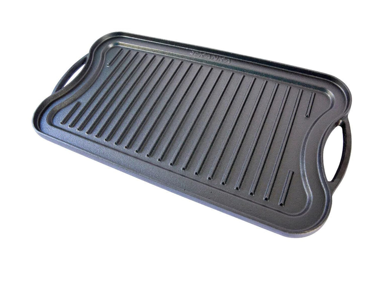 KANKA Grill Cast Iron Griddle - Extra Large Reversible Double-Sided Griddle for Gas Stove, BBQ Grill Plate, Flat Top Skillet for Stove Top, Outdoor Grill - 19.7in x 10.23in, Pre-Seasoned, Black