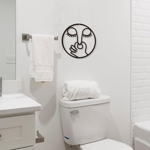 ARTINME Funny Bathroom Wall Decor - Humorous Metal Sign for Guest Toilet | 12'' Round Black Design