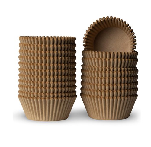 200 Paper Cupcake Liners, Muffin Liners or Baking Cups for Desserts, Muffins, Cupcakes and More Treats; Grease Proof, No Smell, Food Grade, Nut Serving Containers (Brown)