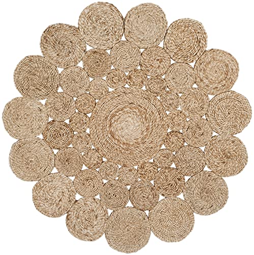 SAFAVIEH Natural Fiber Collection Area Rug - 4' Round, Natural, Handmade Boho Charm Farmhouse Jute, Ideal for High Traffic Areas in Living Room, Bedroom (NF363A)