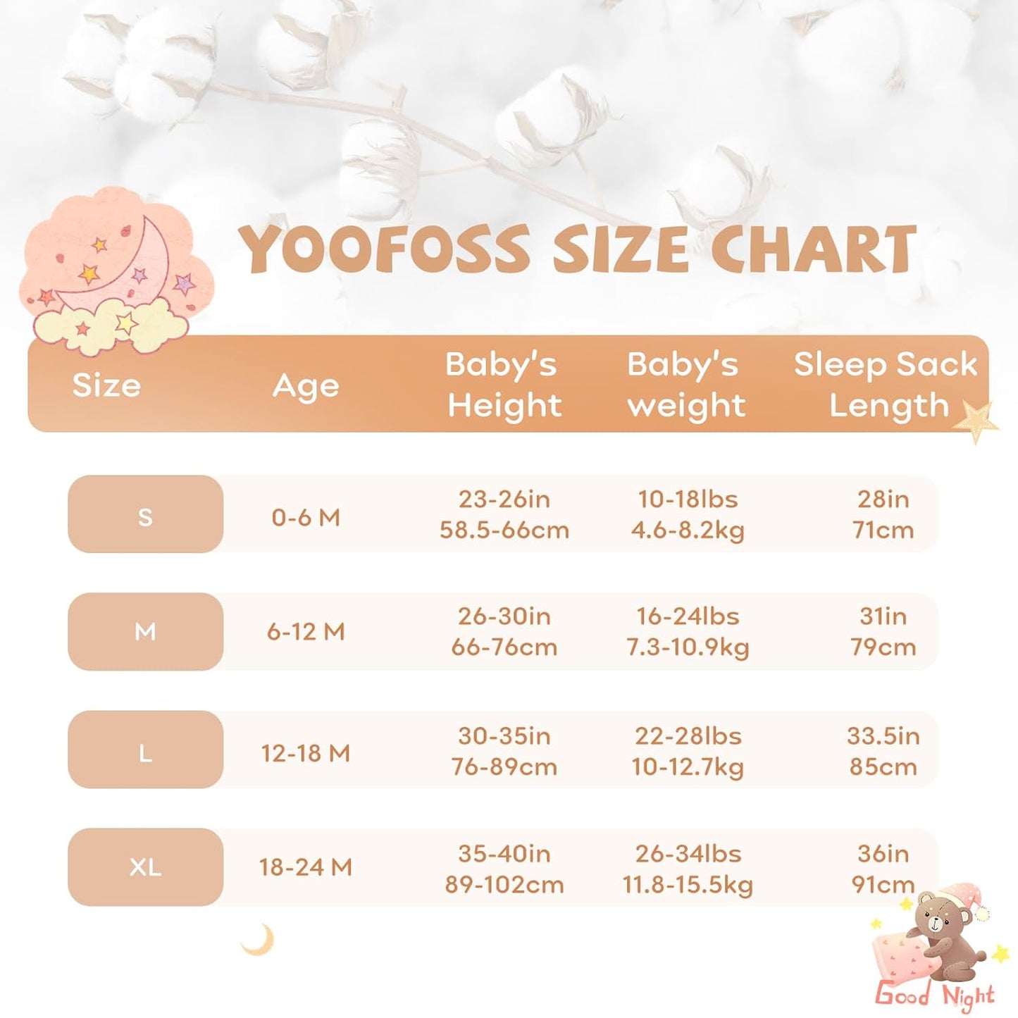 Yoofoss Baby Sleep Sack - 100% Organic Cotton Wearable Blanket | 2-Way Zipper, Lightweight, 6-12 Months