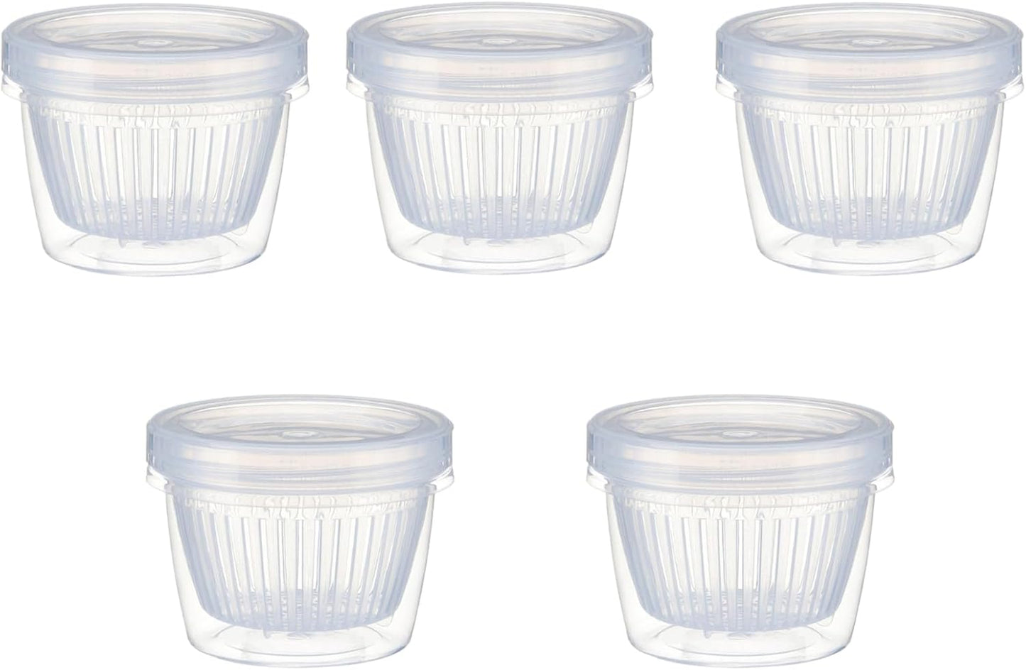 Regine Switzerland Double Wall Food Storage Containers - Clear Plastic Set of 5 with Lids