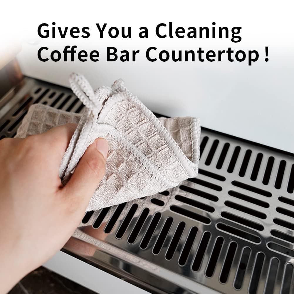 watchget Barista Microfiber Cloths - 4 Pack (12"x12") Professional Cleaning Towels for Espresso Machines, Steam Wands & Countertops Essential Coffee Bar Accessories