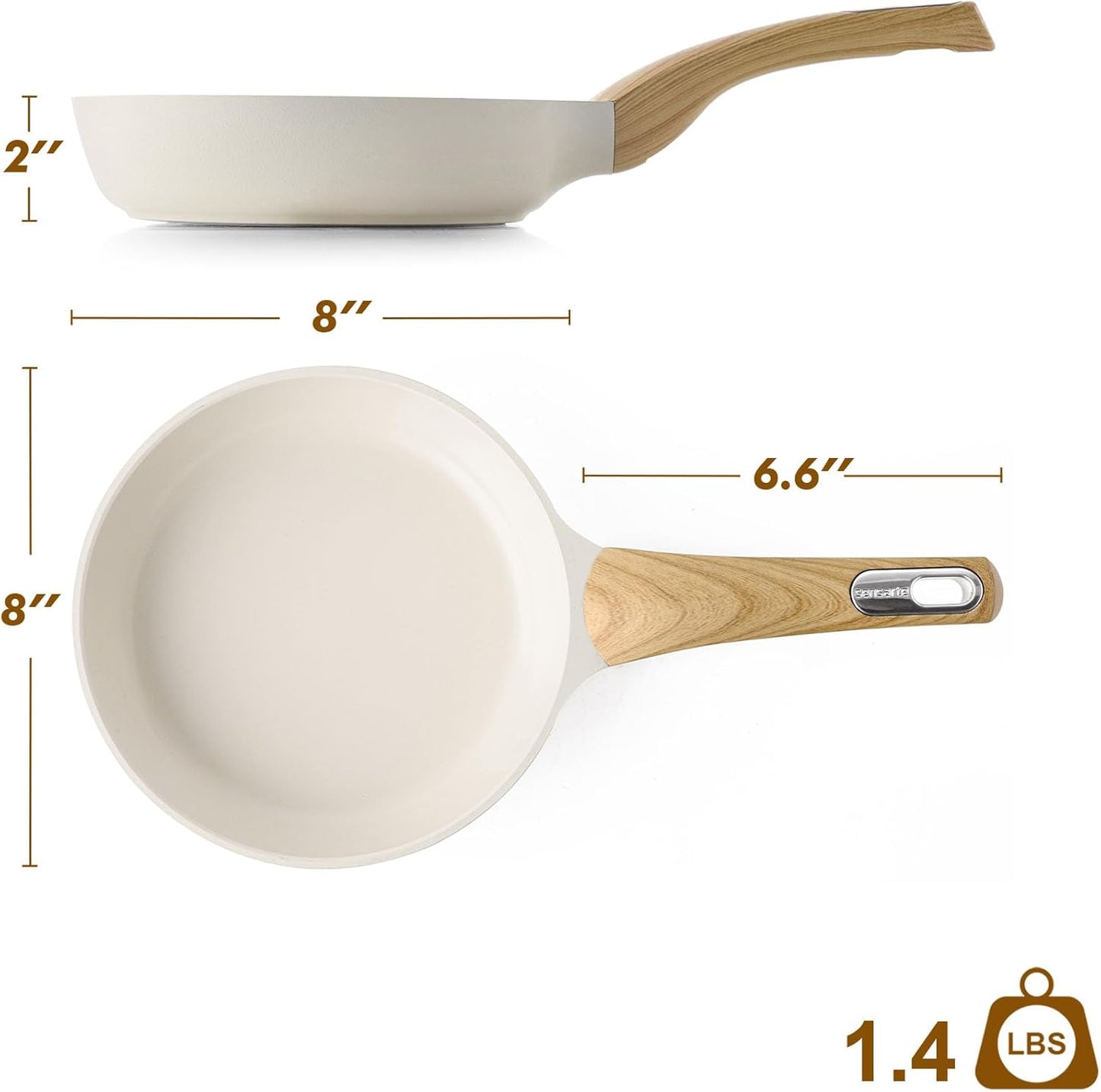 SENSARTE Ceramic Nonstick Frying Pan - Non-Toxic Omelet Skillet | 8/9.5/11/12.5 Inch, Induction Compatible, White