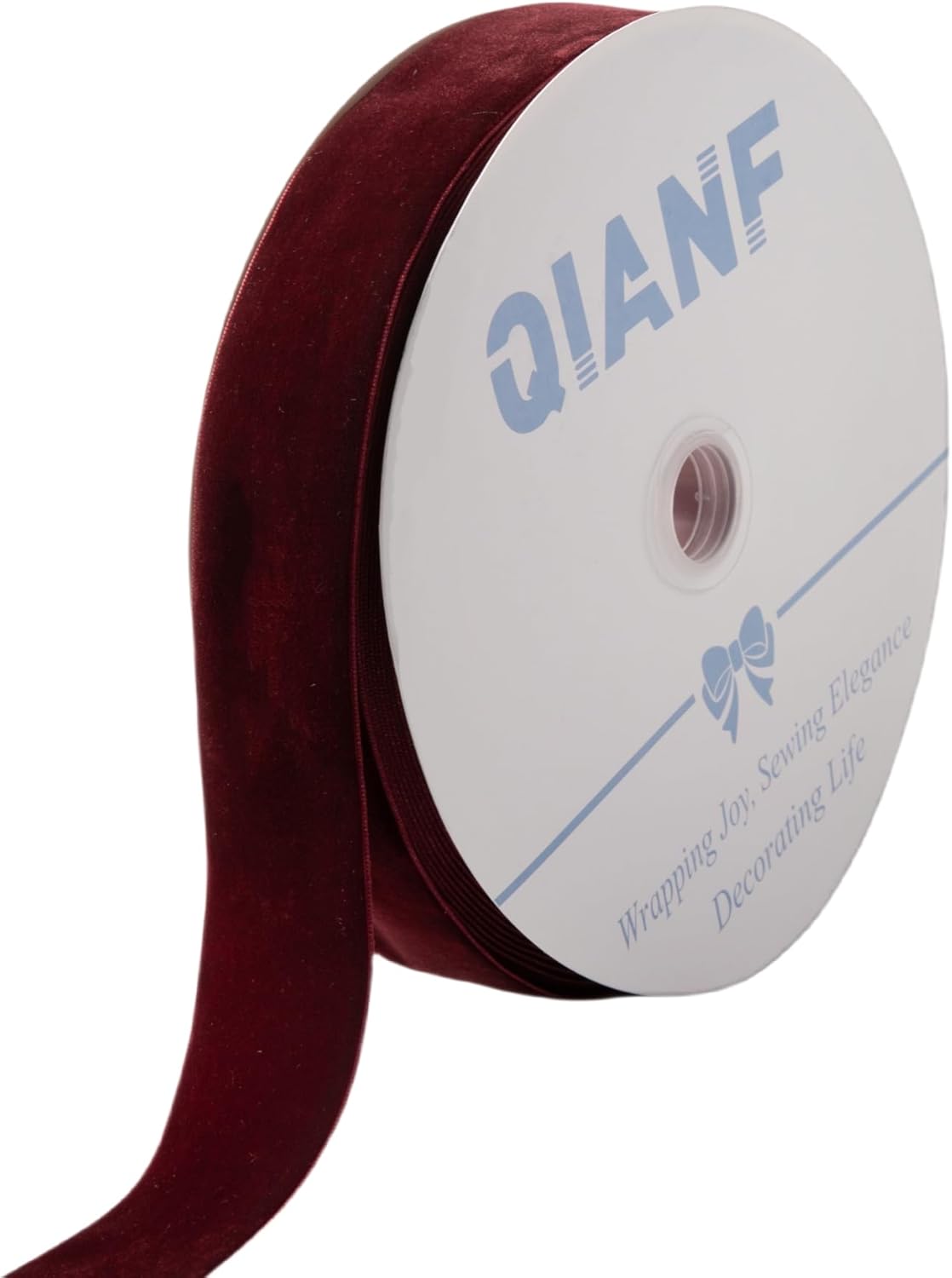 QIANF Velvet Ribbon - 1.5-Inch Wide, 25-Yard Spool in Elegant Burgundy Color