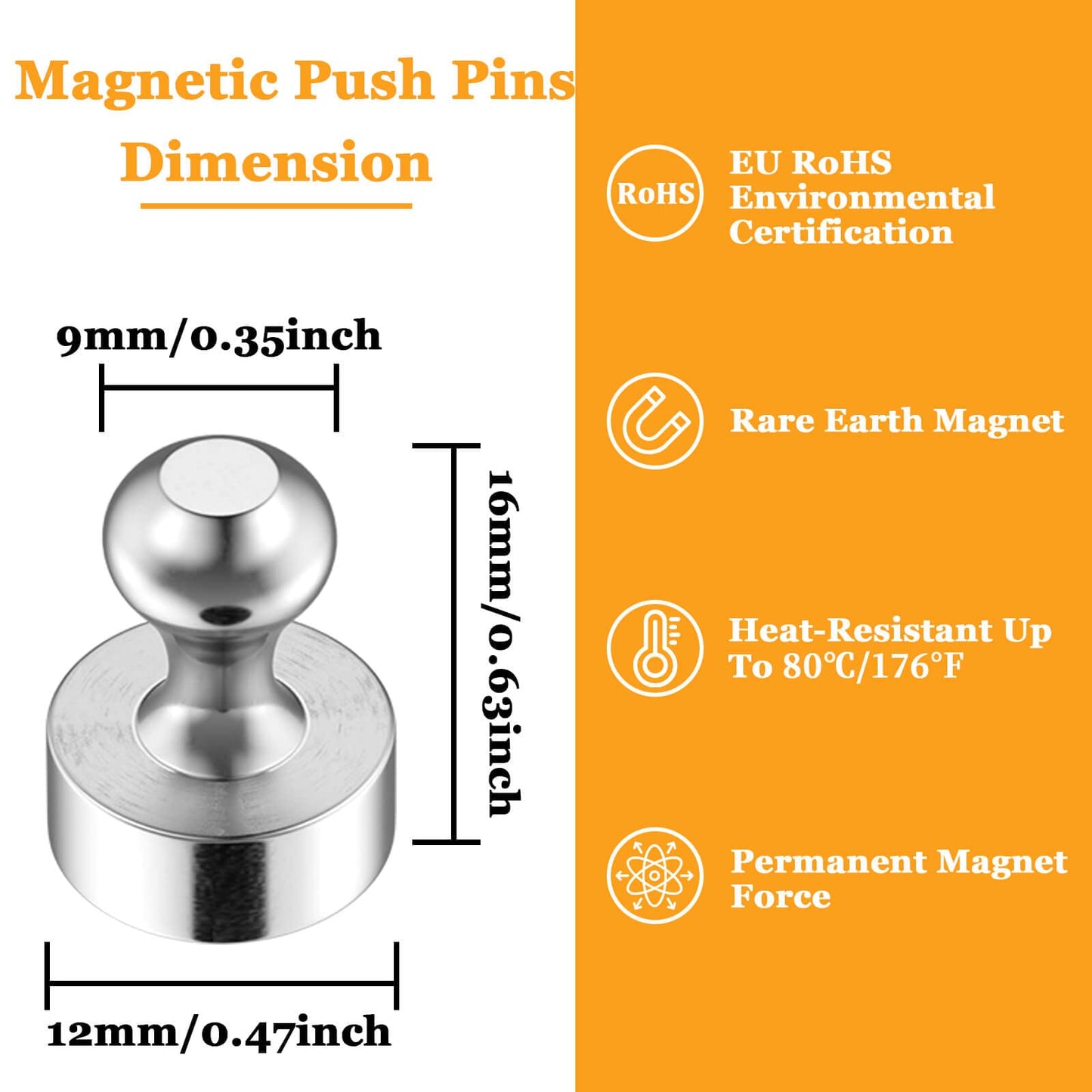 25Pcs Strong Fridge Magnets, Refrigerator Magnets for Whiteboard, Magnetic Push Pins Small Whiteboard Magnets for Classroom, Magnetic Decorative Magnets, Locker Accessories and Dry Erase Magnets