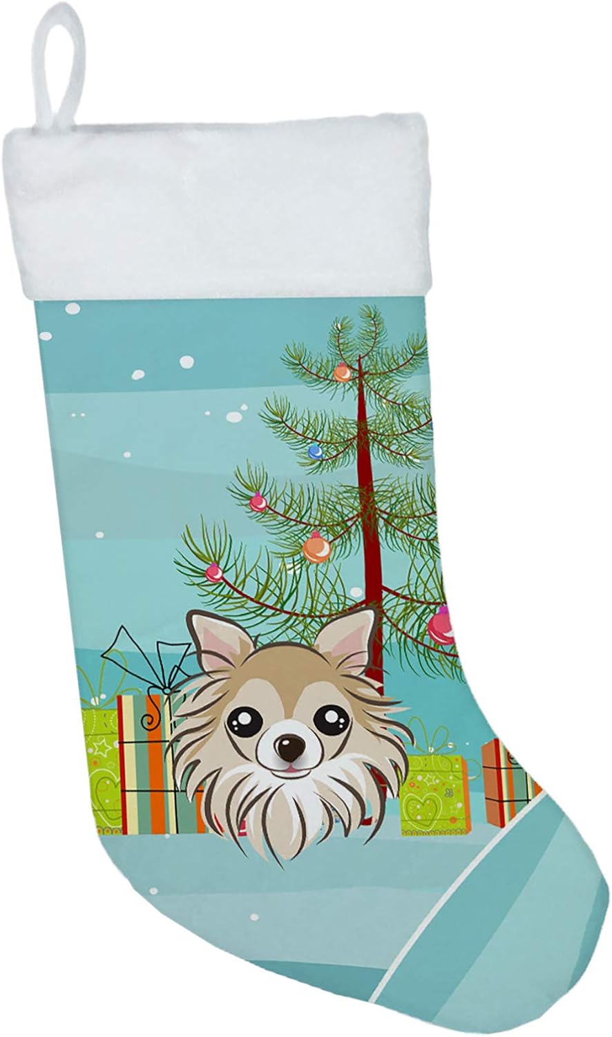 Shih Tzu Christmas Stocking - Chocolate Brown Dog Holiday Decor for Fireplace