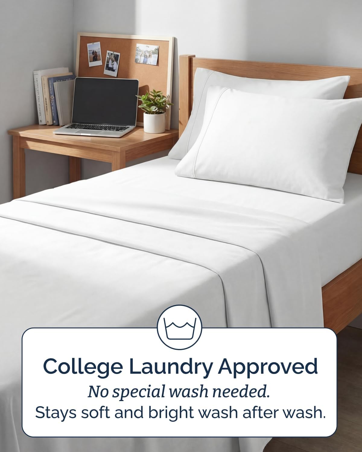 Skiennix Extra Deep Twin XL Sheet Set - 4 Piece Breathable Cooling Bedding - Soft, Wrinkle-Free White