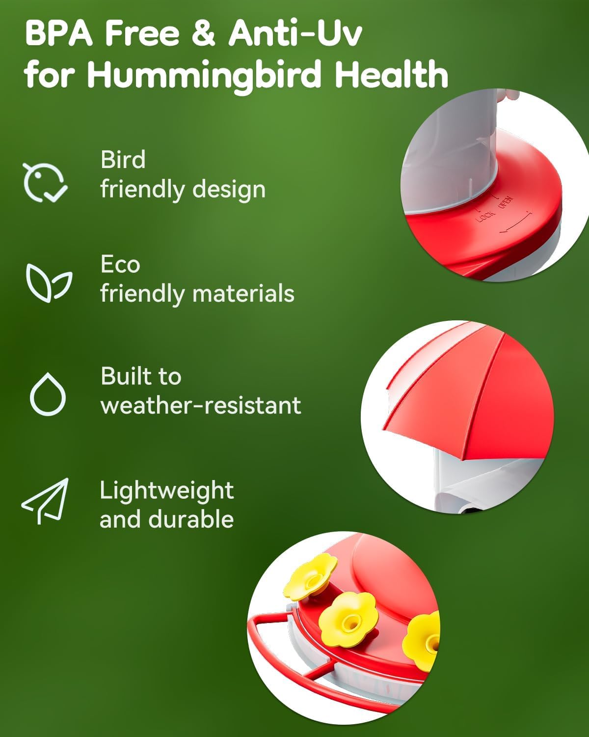 LongPlus® Hummingbird Feeder - Solar Powered Smart Bird Camera with 2K Live Video & Ant Guard Base