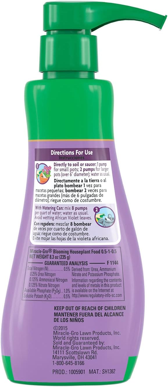 Miracle-Gro Blooming Houseplant Food - Nutrient-Rich Plant Fertilizer | 8 oz. (6-Pack)