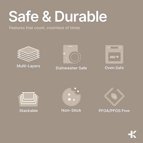 BAKKENMASTER 18-Piece Nonstick Carbon Steel Bakeware Set - Professional Kitchen Pans with White Silicone Handles