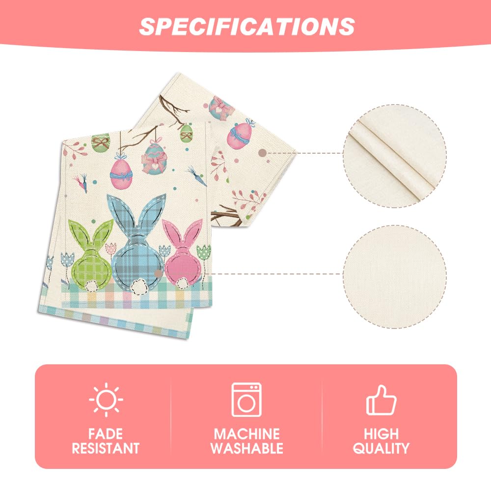 Artoid Mode Buffalo Plaid Bunny Egg Carrot Easter Table Runner, Seasonal Spring Kitchen Dining Table Decoration for Home Party Decor 13x72 Inch