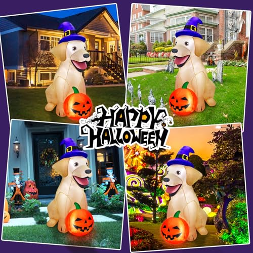 5Ft Halloween Inflatable Dog Decor with LED Lights Outdoor Yard Decoration