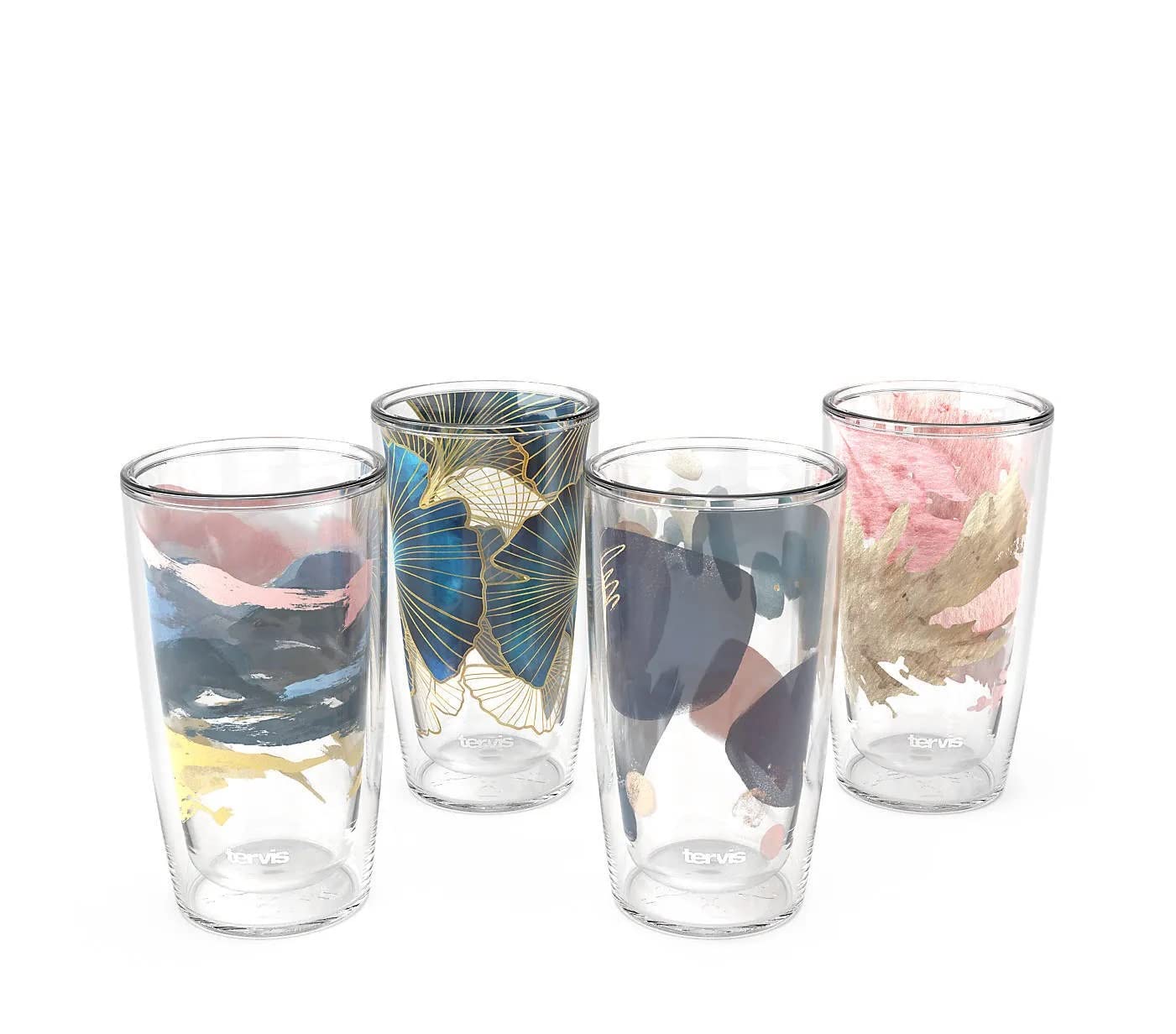 Tervis Autumn Gold Collection Made in USA Double Walled Insulated Tumbler Travel Cup Keeps Drinks Cold & Hot, 16oz - 4pk, Asst