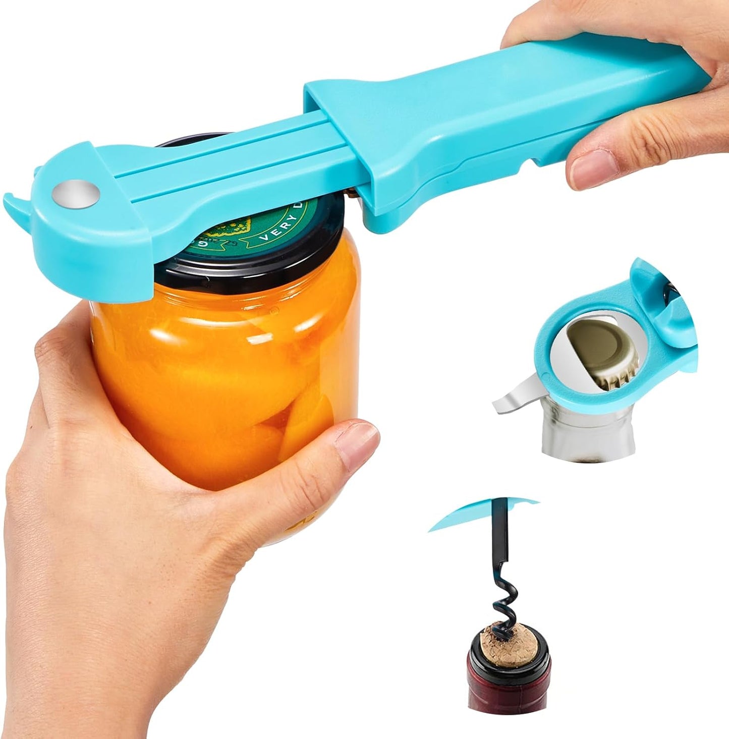 Skiennix 7-in-1 Jar Opener - Magnetic Adjustable Kitchen Tool for Seniors & Arthritis Relief (Teal)