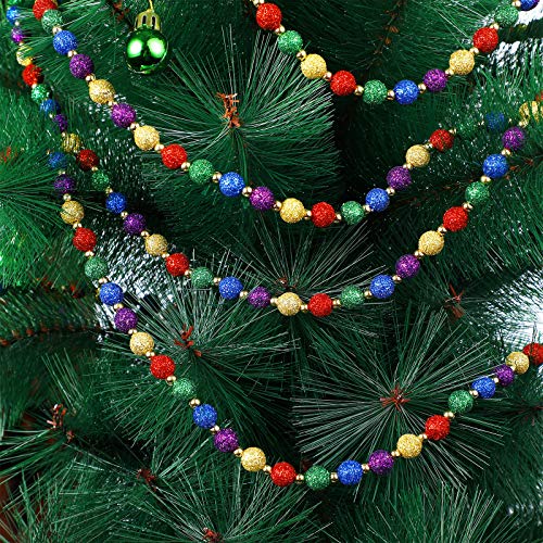 Eboot 2Pack 15ft Beaded Garland - Multicolor Glitter Christmas Tree Garlands