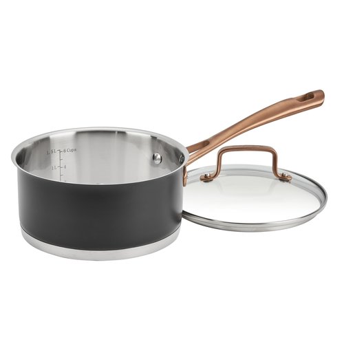 Cuisinart Matte Black Elegance 1.5 Quart Saucepan and Cover