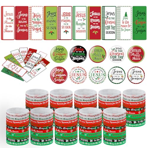300 Pack Christian Christmas Gifts - Jesus is the Reason for the Season Religious Accessories Set