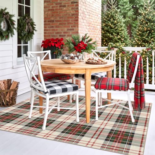 Christmas 4x6 Covered Outdoor Patio Rug - Washable Front Door Mat