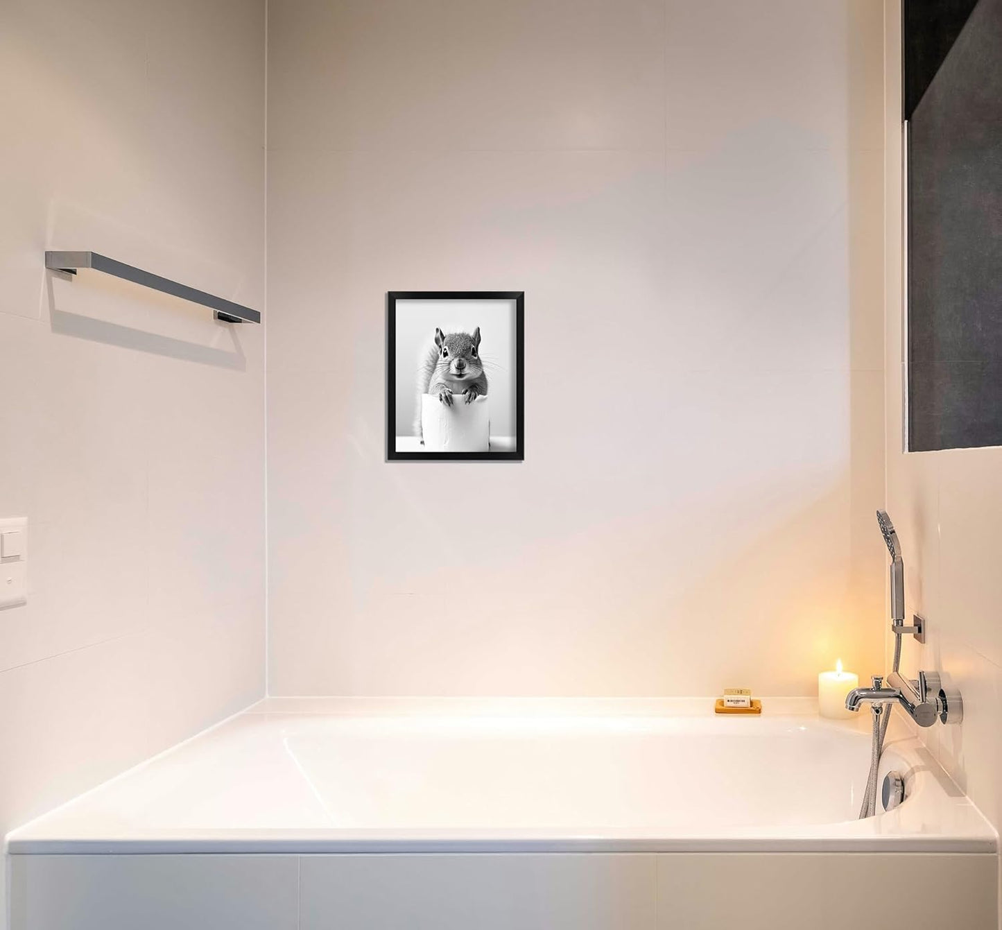 Skiennix Funny Bathroom Art - Aesthetic Black and White Framed Wall Decor | Perfect for Any Bathroom