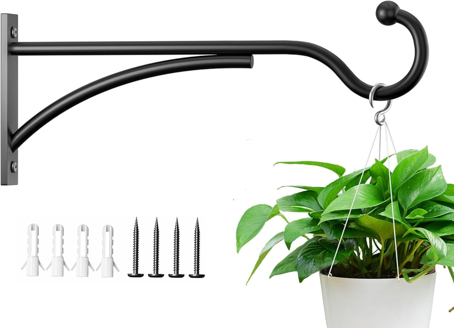 Saffruff 11-Inch Heavy-Duty Plant Hangers - Premium Metal Brackets for Outdoor Baskets & Decor | Matte Black, 30lbs Capacity