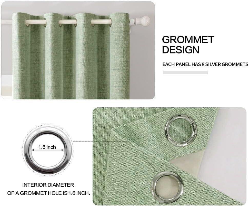MIULEE Blackout Curtains - 100% Thermal Insulated Sage Green Drapes | 52x120 Inch (2 Panels)