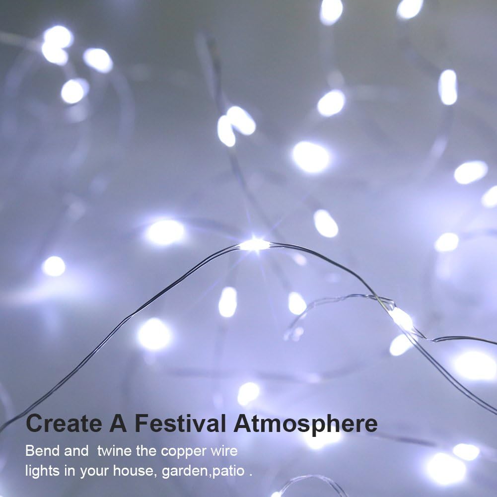 Battery Operated Fairy Lights - 50 LED Copper Wire String Lights with Remote & Timer, 16.4ft Waterproof Twinkle Lights for Christmas, Wedding & Home Decor