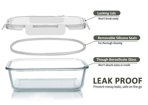 30 Pieces Glass Food Storage Containers with Upgraded Snap Locking Lids,Glass Meal Prep Containers Set - Airtight Lunch Containers, Microwave, Oven, Freezer and Dishwasher Friendly (White)